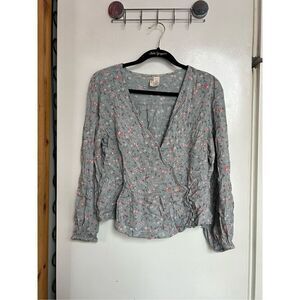 Japna Floral V-Neck Long Sleeve Top Woman’s Size Large